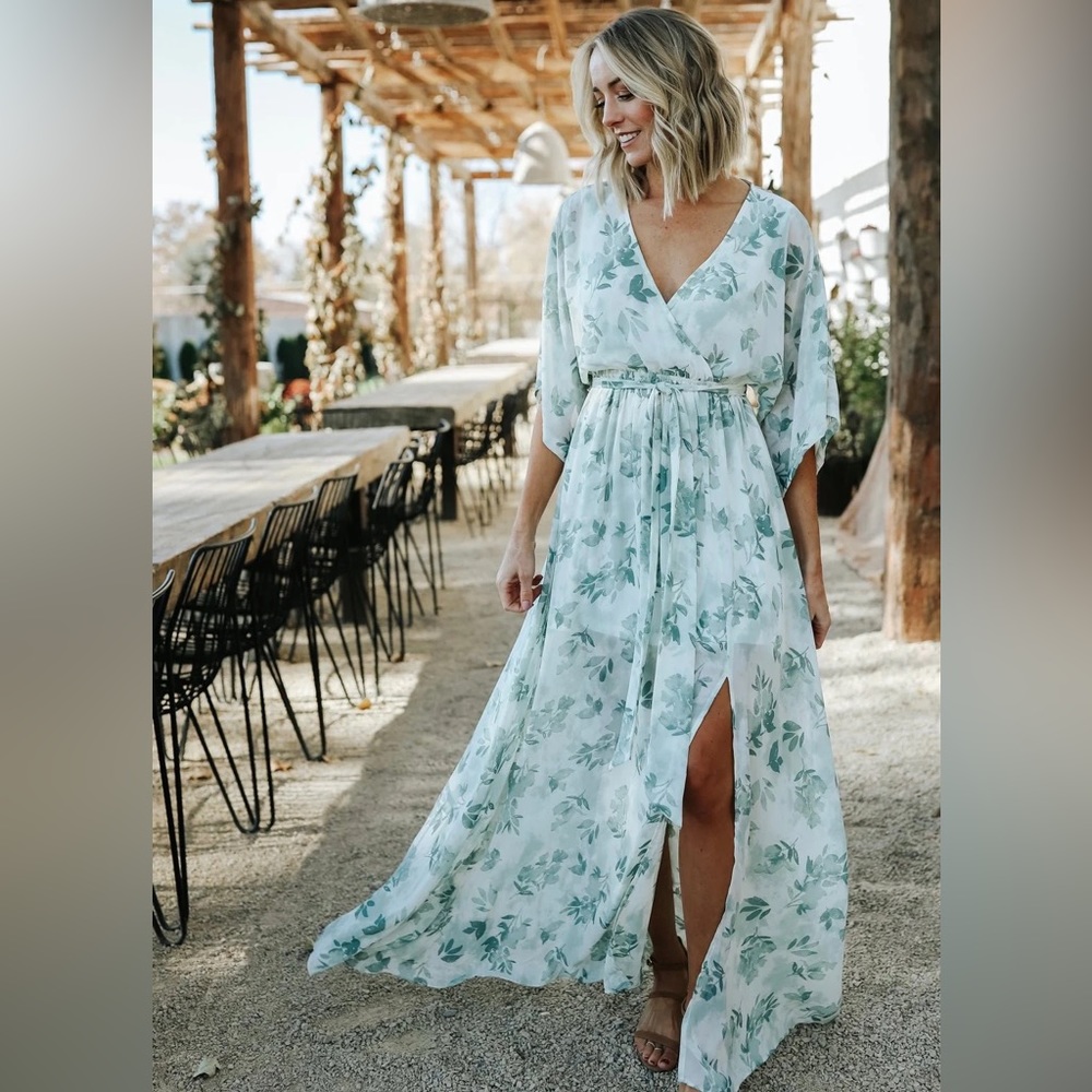 Baltic Born Kia Kimono Maxi Dress Sage Floral M